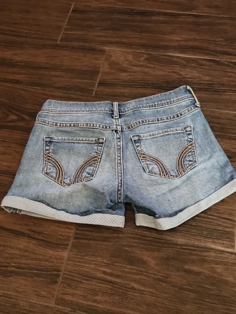 Hollister Light Blue Rolled Cuff Denim Shorts